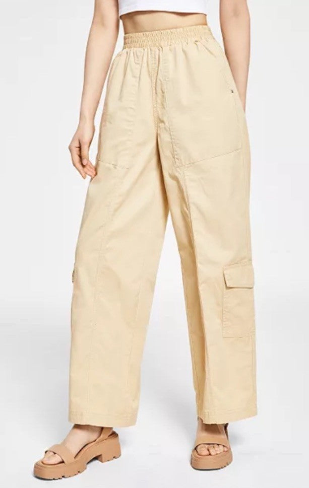 Cotton On Women's Quinn Cargo Pants Utility Light Sand Beige Organic Size 10