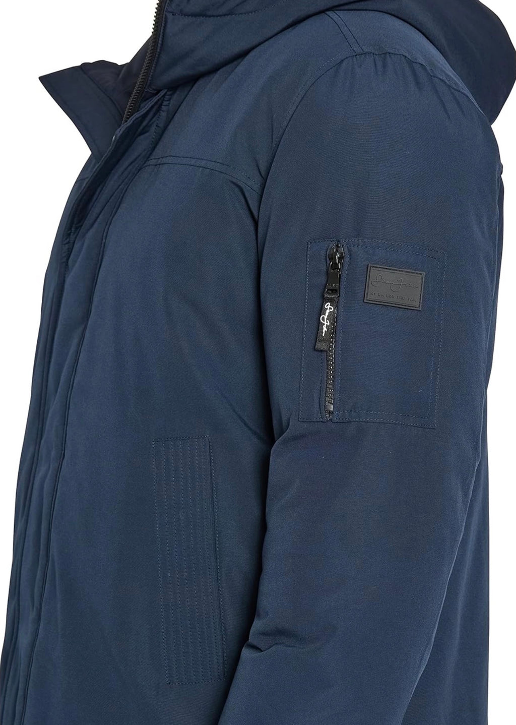 Sean John Men's Bomber Jacket with Fleece Lined Hood - Navy Size L
