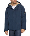 Sean John Men's Bomber Jacket with Fleece Lined Hood - Navy Size L