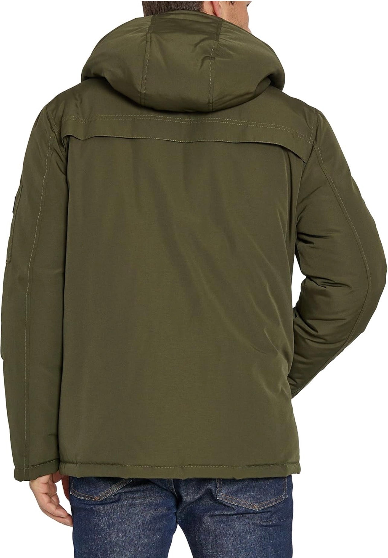 Sean John Men's Bomber Jacket with Fleece Lined Hood - Olive Size XXL