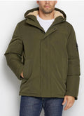 Sean John Men's Bomber Jacket with Fleece Lined Hood - Olive Size XXL