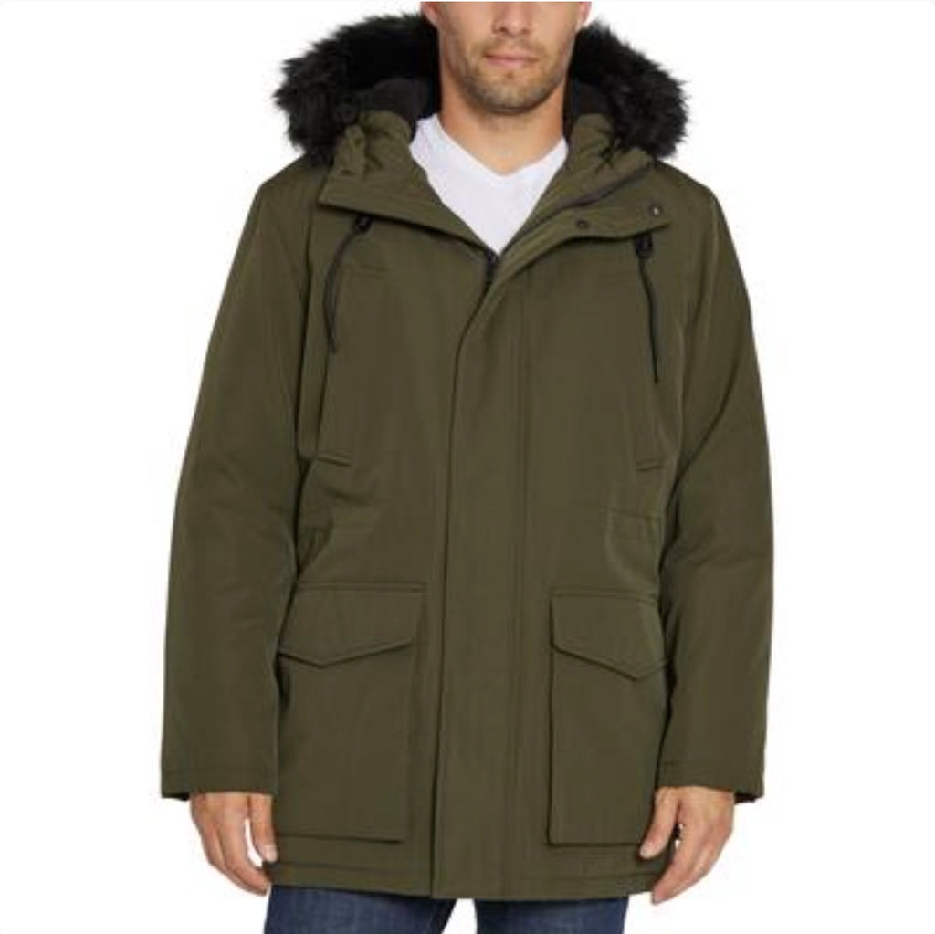 Sean John
Men's Utility Parka with Faux-Fur Trimmed Hood Color loden Size XXL