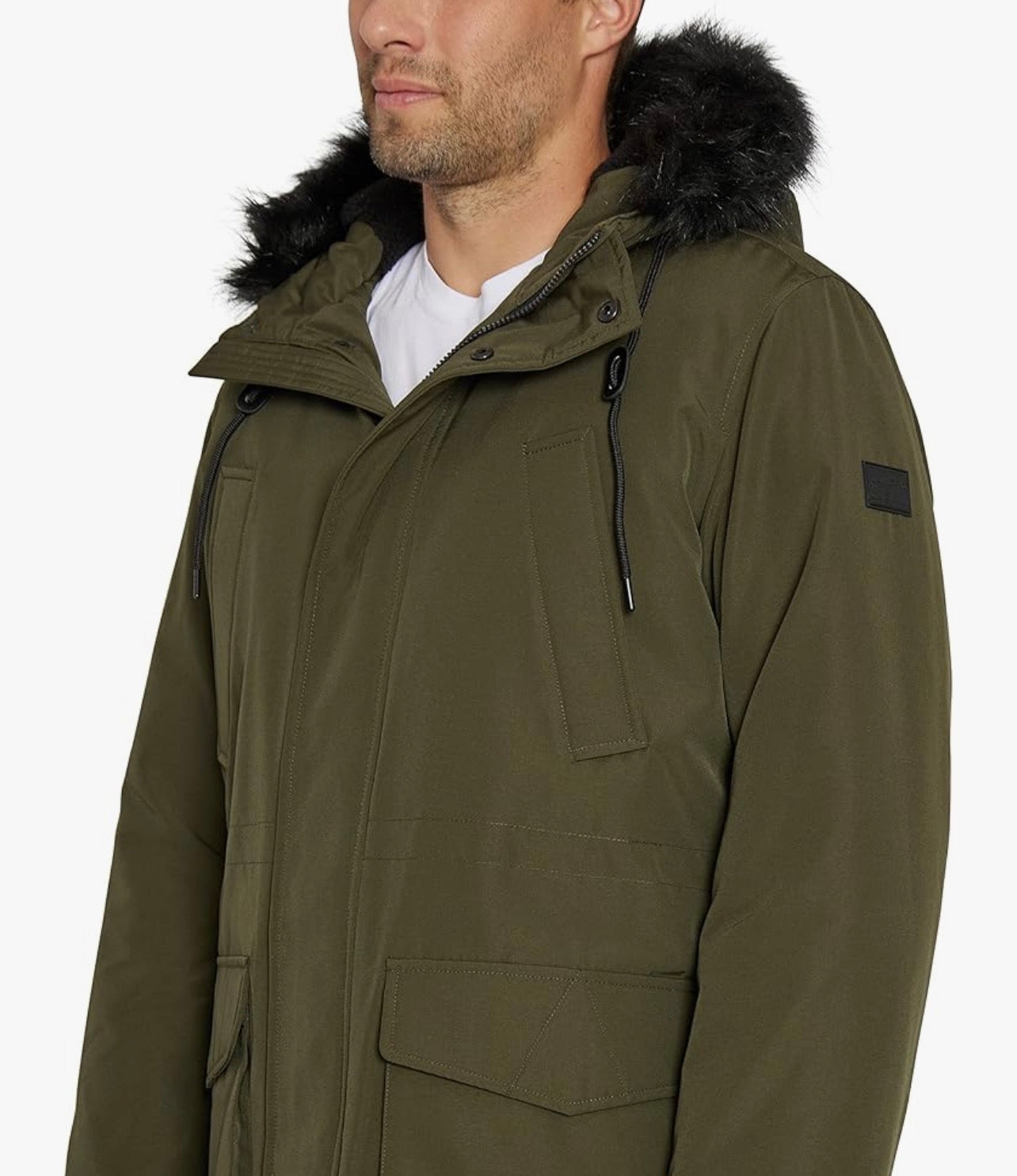 Sean John
Men's Utility Parka with Faux-Fur Trimmed Hood Color loden Size XXL