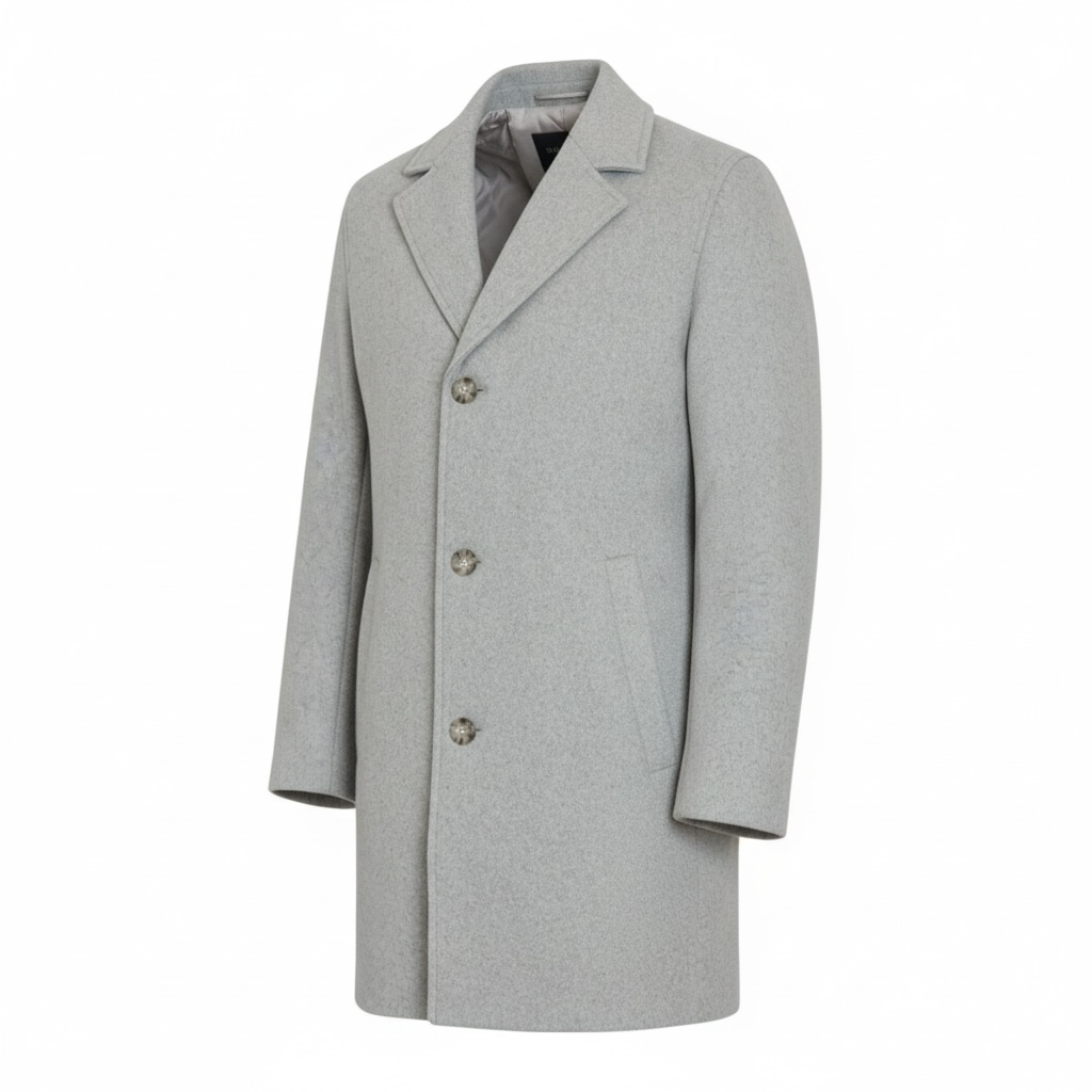 Sean John Men's Single Breasted Overcoat with Onion Quilted Bib & Hood -Grey Melange Size M