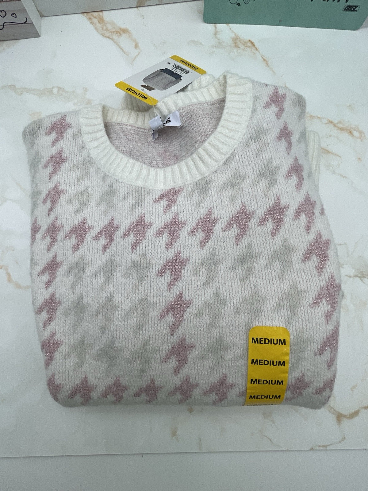 525 Women's Super Soft Crewneck Pullover Lurex Fairisle Sweater M