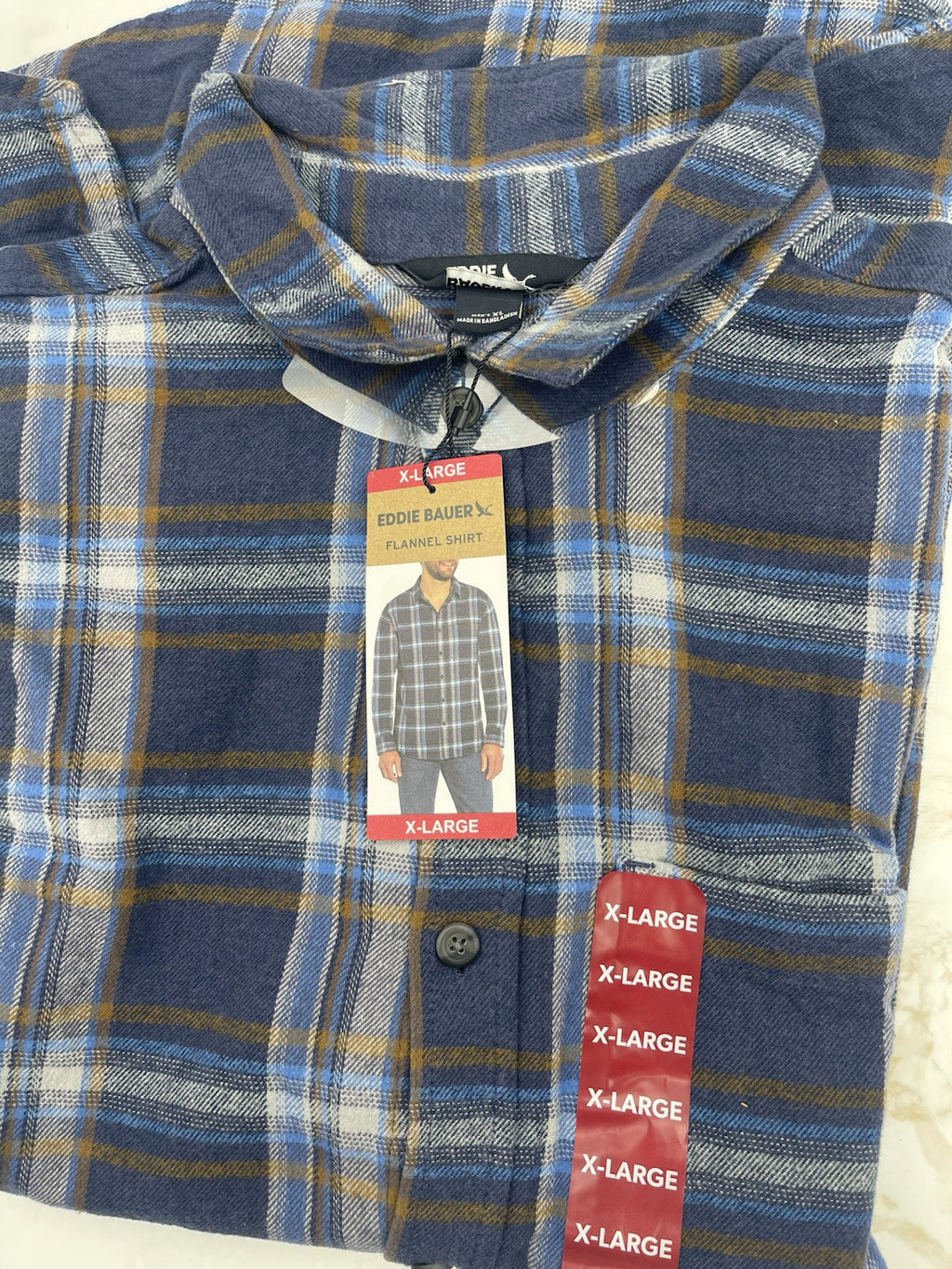 Eddie Bauer Men's 100% Cotton Easy Care Warm Brushed Twill Flannel Shirt Size XL