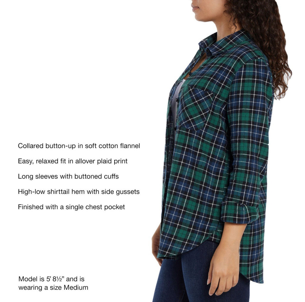 Gap Women's Soft Long Sleeve Hi-Low Hem Relaxed Fit Flannel Size S