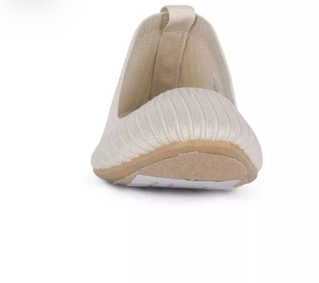 Danskin Hope Slip On Ballet Flats Comfort Natural with ribbed stretch knit Sz11