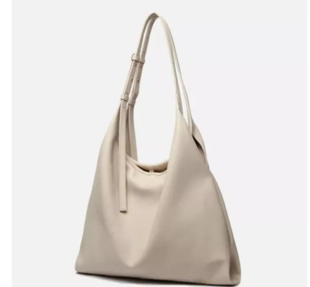 LIKE DREAMS The Diplomat vegan leather large women's hobo tote bag - CREAM