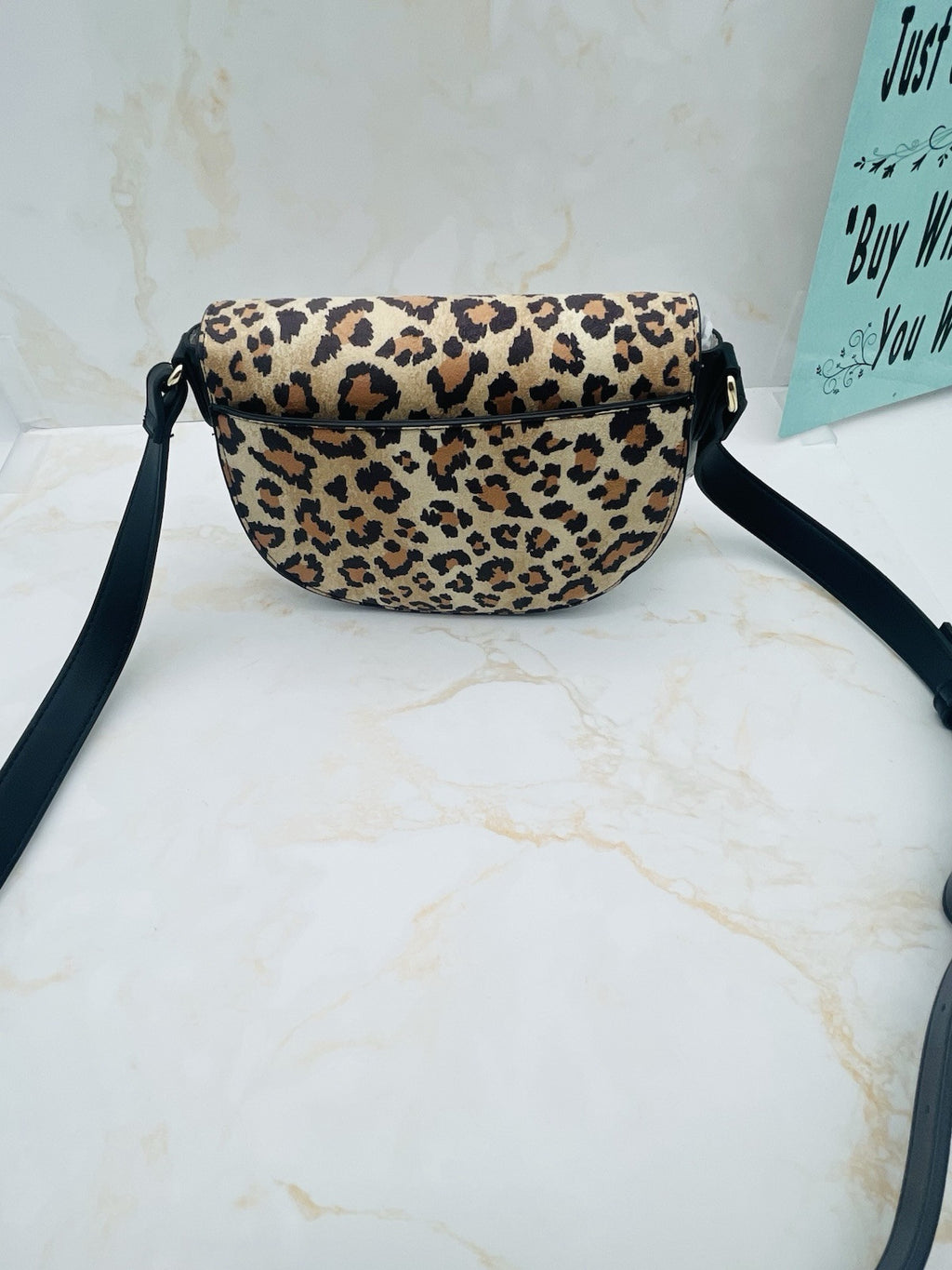 On 34th Holmme Small Saddle Crossbody Bag Leopard Gold