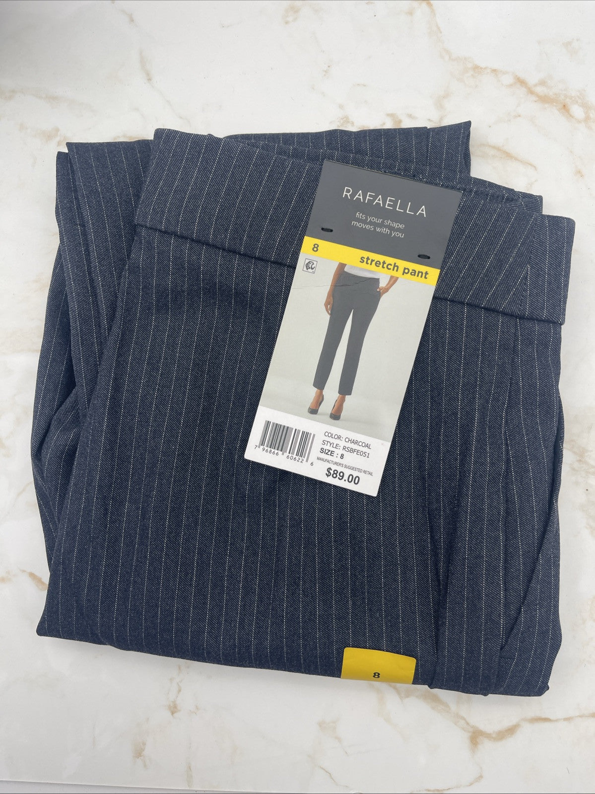 Rafaella Women’s Pull-On Belt Loops Functional Pockets Stretch Ankle Pant Sz 8