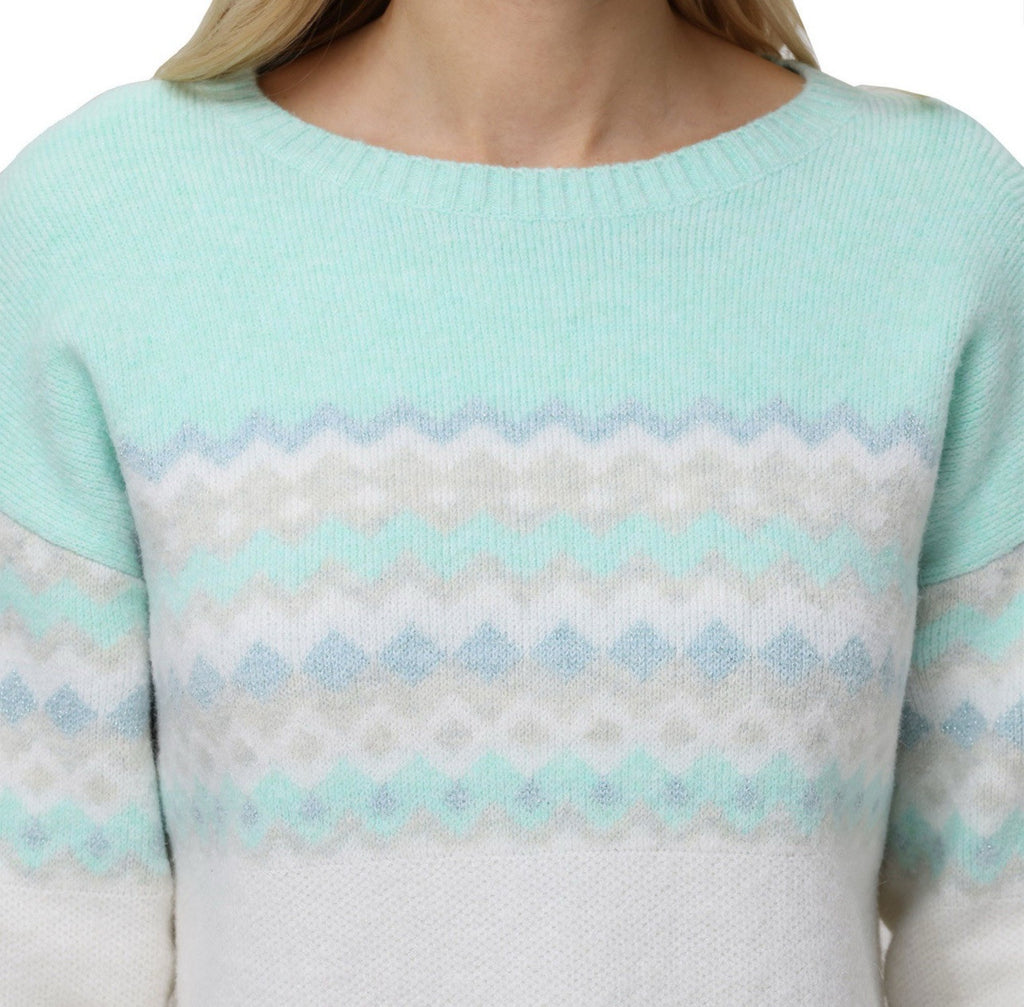 525 Women's Super Soft Crewneck Pullover Lurex Fairisle Sweater M