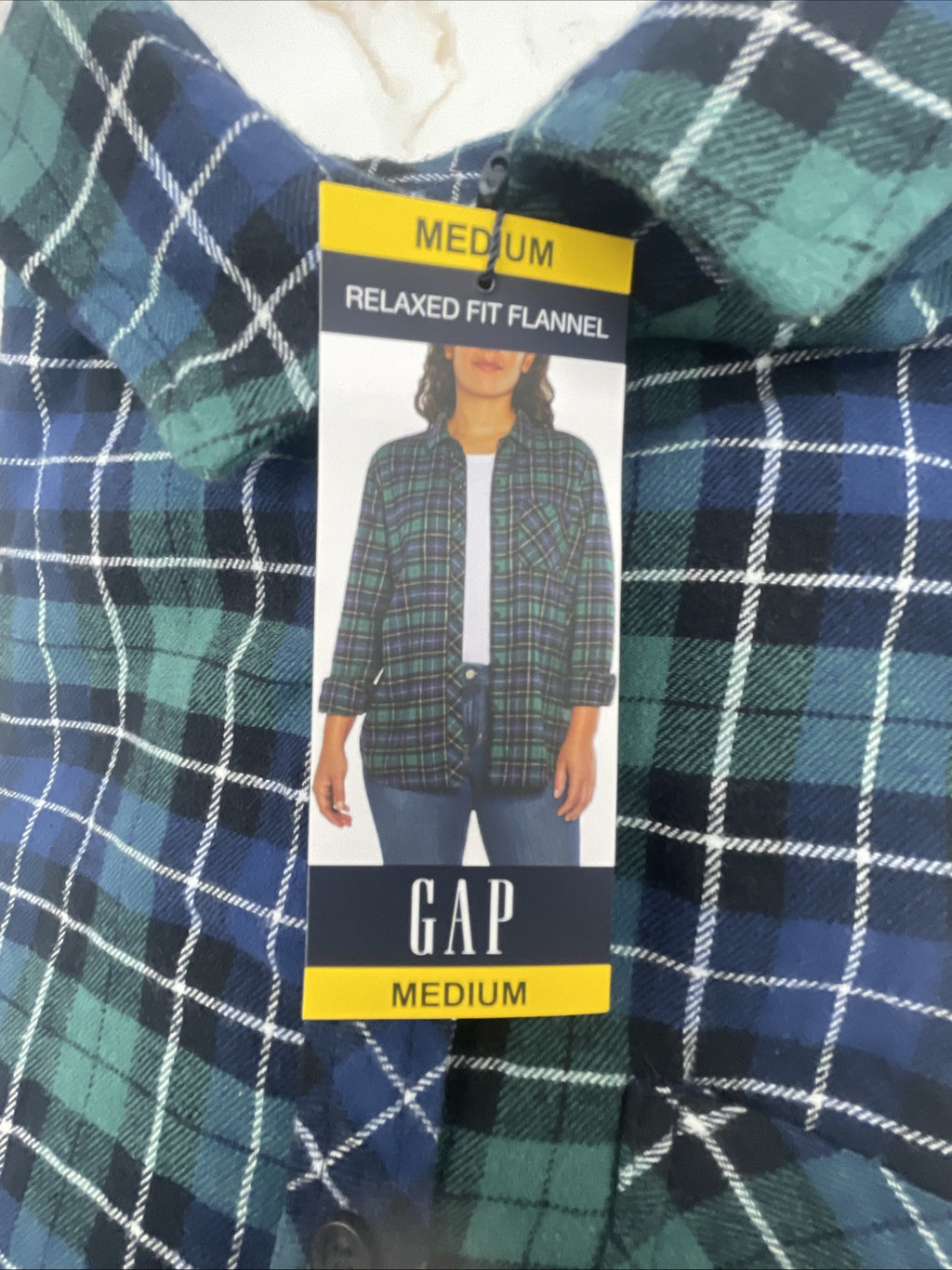 Gap Women's Soft Long Sleeve Hi-Low Hem Relaxed Fit Flannel Size M