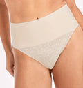 Maidenform Tame Your Tummy Firm Control Lace Thong Panty Large L DM0049 Nude
