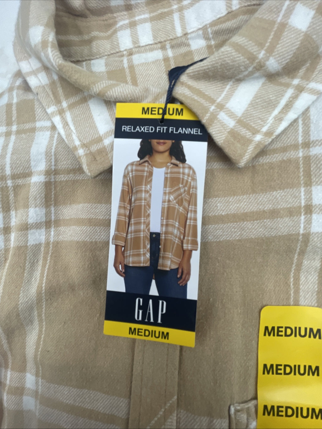 Gap Women's Soft Long Sleeve Hi-Low Hem Relaxed Fit Flannel Size M