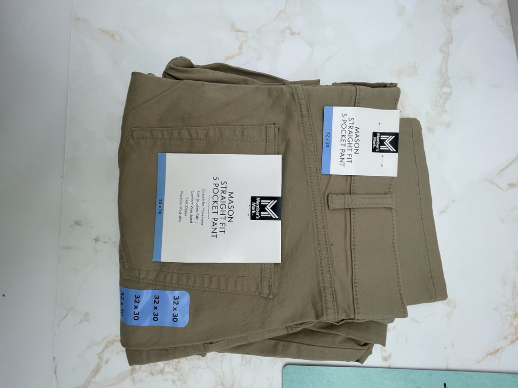 Member's Mark Men's Straight Fit Mason 5 Pocket Stretch Pant 32x30 Khaki