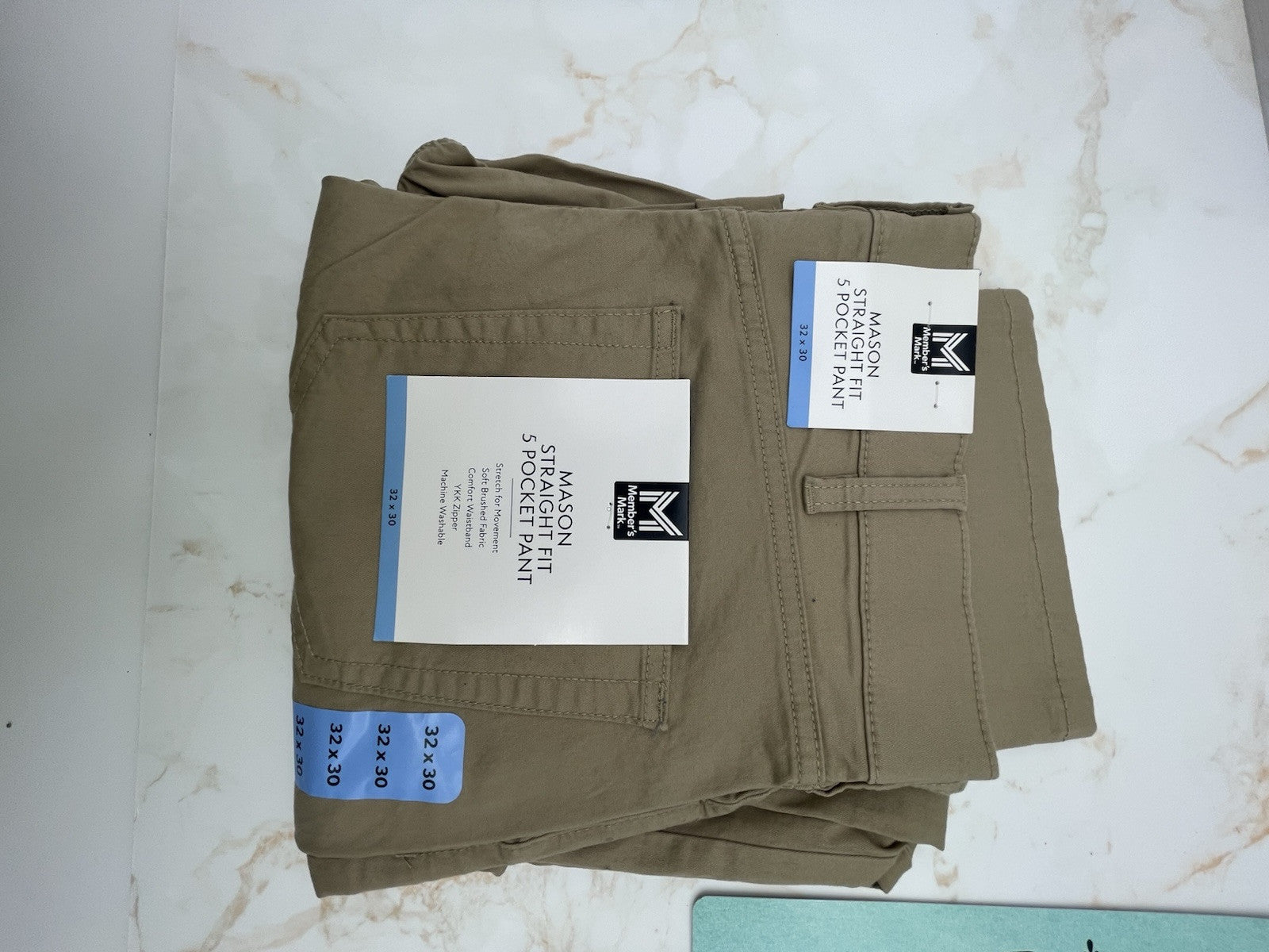 Member's Mark Men's Straight Fit Mason 5 Pocket Stretch Pant 32x30 Khaki
