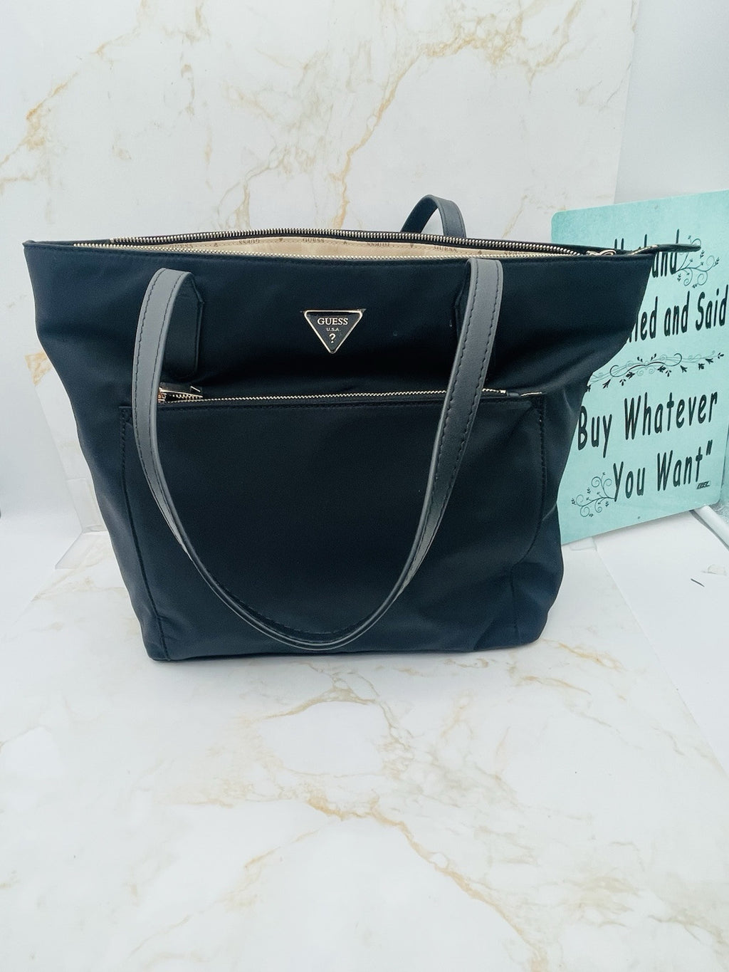 Guess Jaxi Top Zip Tote Black