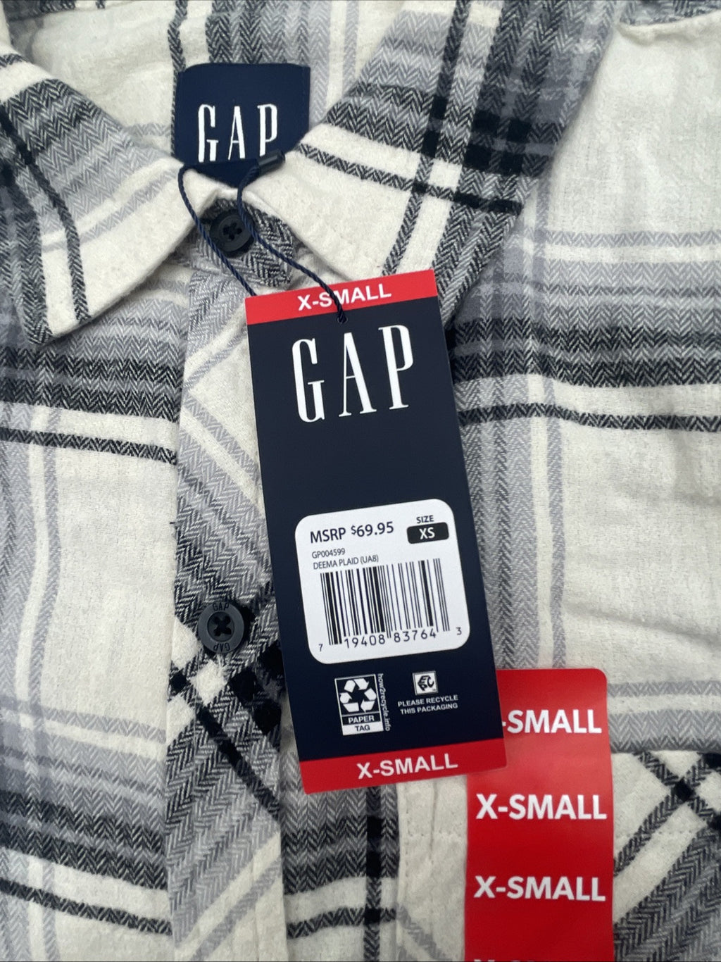 Gap Women's Soft Long Sleeve Hi-Low Hem Relaxed Fit Flannel Size XS