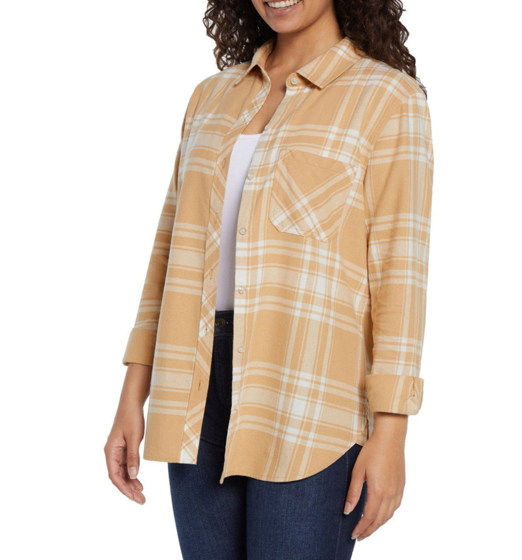 Gap Women's Soft Long Sleeve Hi-Low Hem Relaxed Fit Flannel Size M