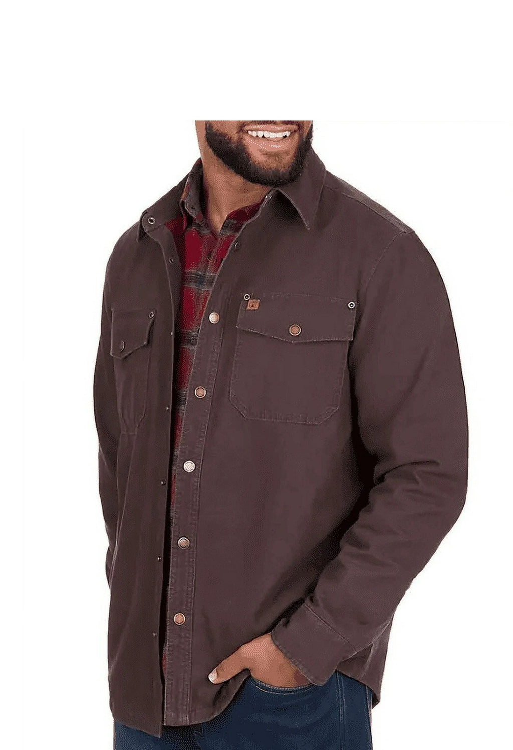 Coleman Men's Fleece Lined Canvas Shirt Jacket Coffee  Size S