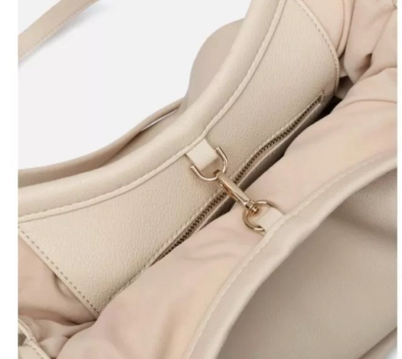LIKE DREAMS The Diplomat vegan leather large women's hobo tote bag - CREAM