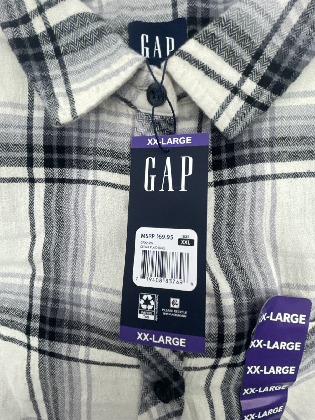 Gap Women's Soft Long Sleeve Hi-Low Hem Relaxed Fit Flannel Size XXL