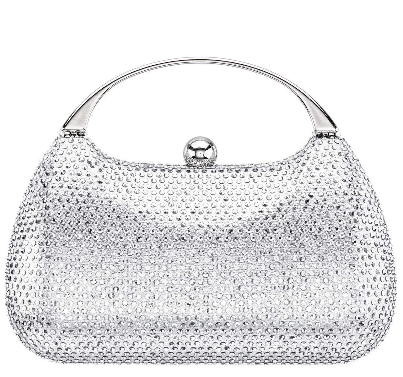 BRANDO  SILVER CRYSTAL MINAUDIERE WITH METAL HANDLE