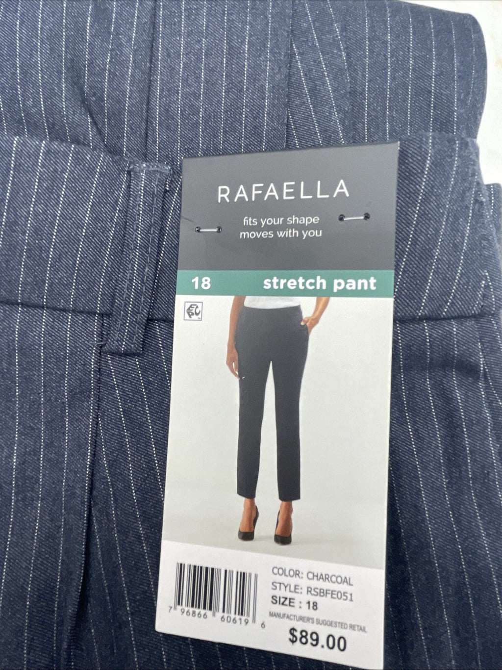 Rafaella Women’s Pull-On Belt Loops Functional Pockets Stretch Ankle Pant Sz 18