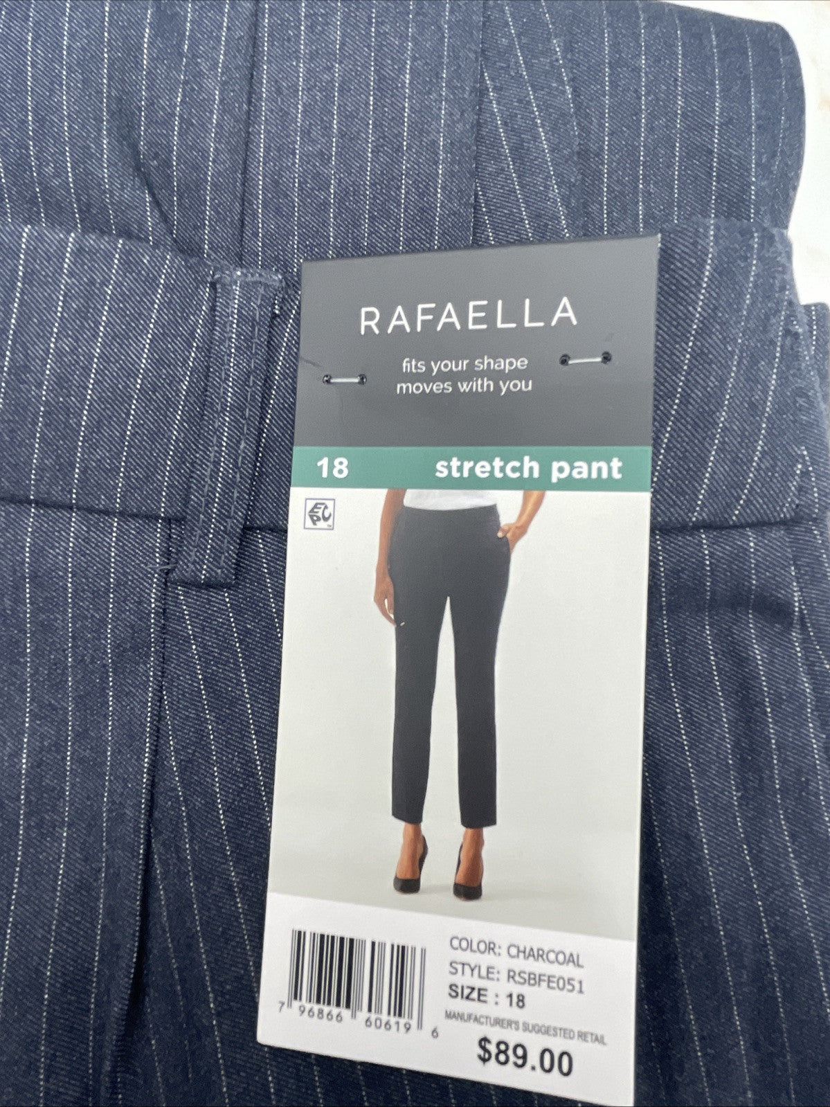 Rafaella Women’s Pull-On Belt Loops Functional Pockets Stretch Ankle Pant Sz 18