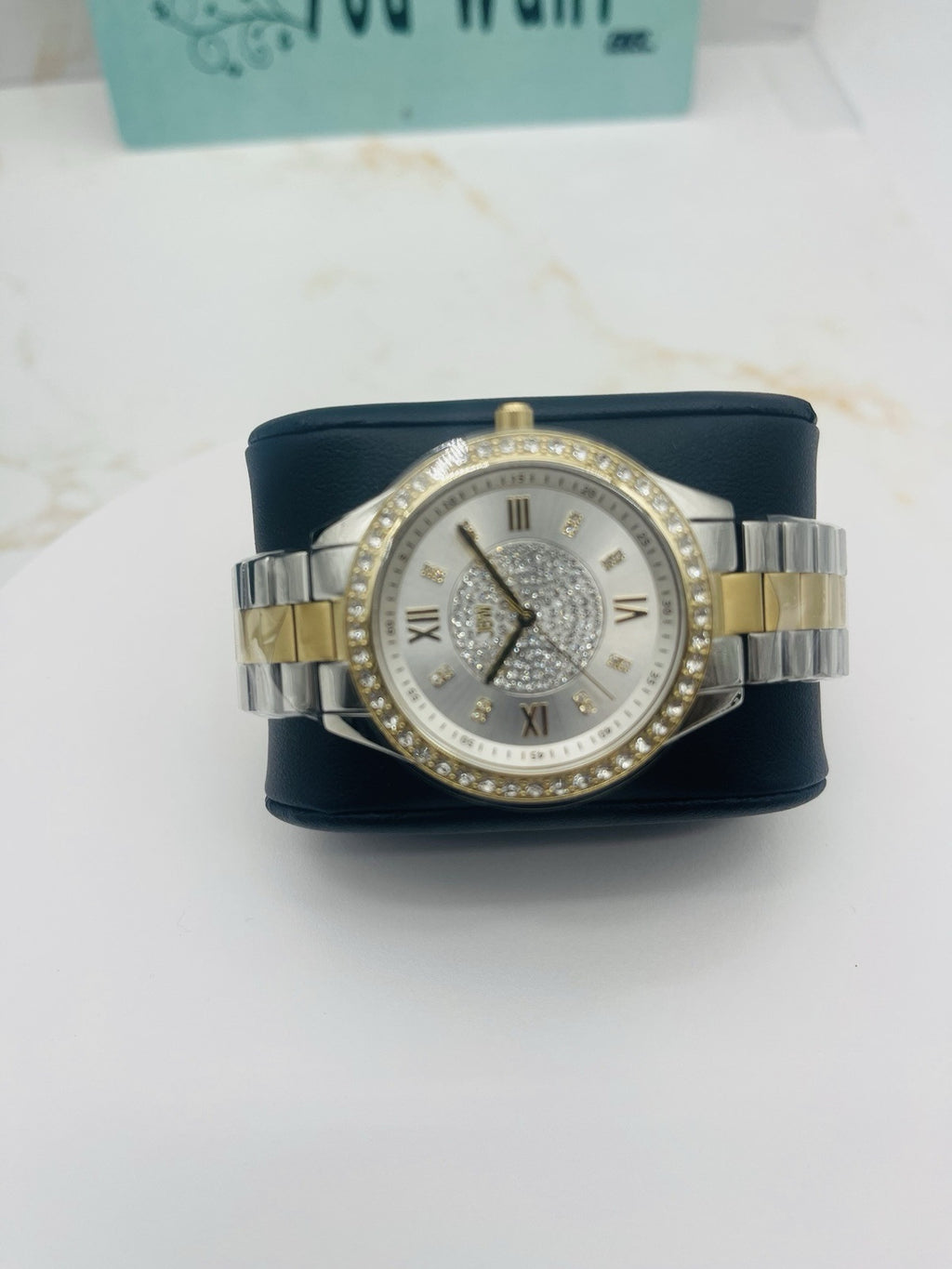 $795| JBW Mondrian 1/6 CT. T.W Diamond and Crystal Accent 18K Women's Gold watch
