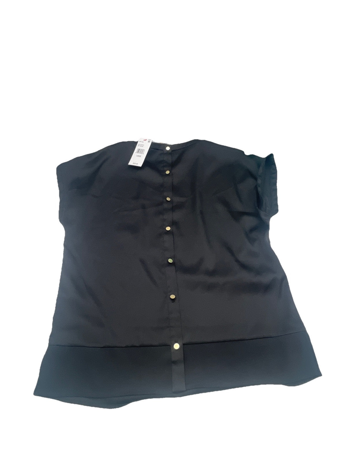 Reiss Shirt Womens 2 Black Short Sleeve Short Sleeve Back Button Tee L