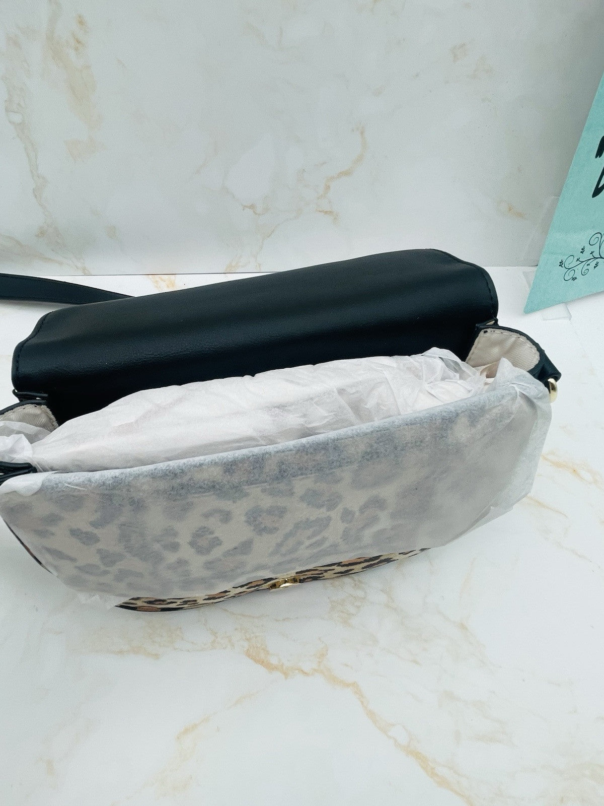 On 34th Holmme Small Saddle Crossbody Bag Leopard Gold