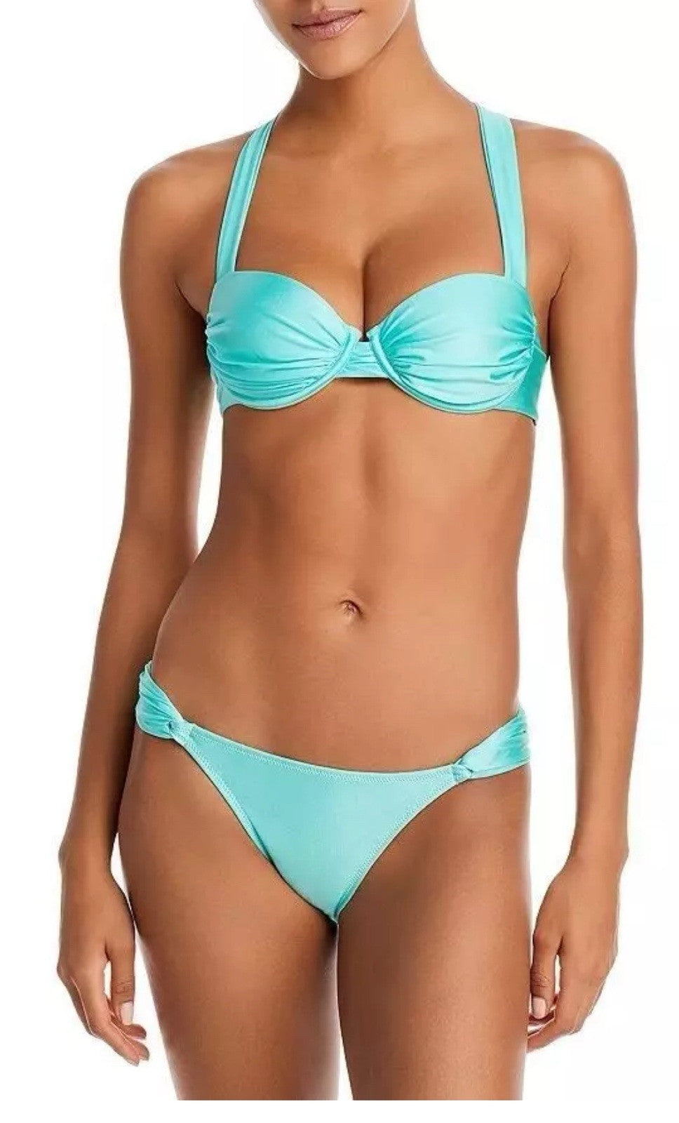 Aqua Swim AQUA Ruched Underwire Bikini Swim Top, US L