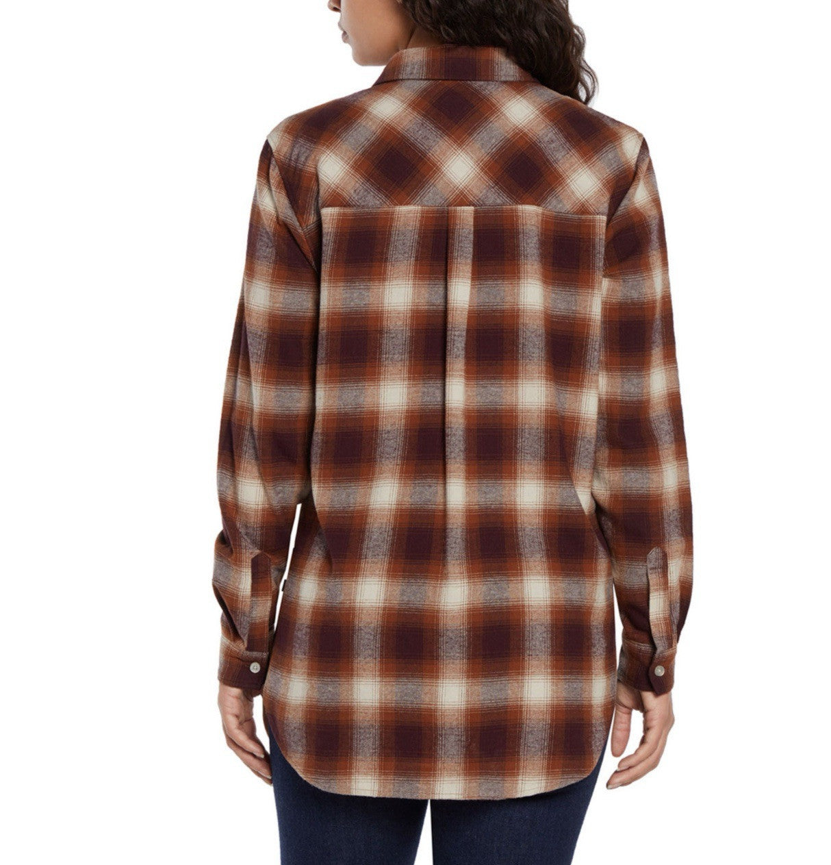 Gap Women's Soft Long Sleeve Hi-Low Hem Relaxed Fit Flannel Size M