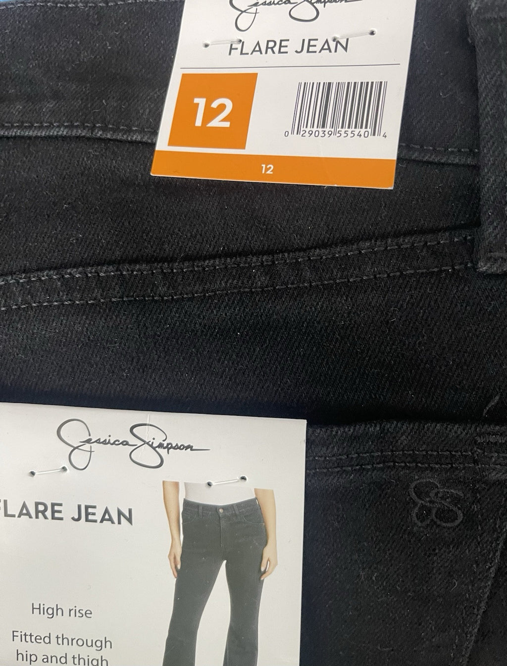 Jessica Simpson Women's High Rise Fitted Flare Jean, JJSB16035 Size 12 Black