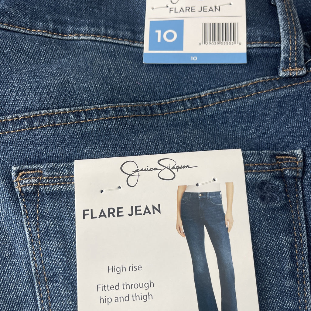 Jessica Simpson Women's High Rise Fitted Flare Jean, JJSB16035 Sz 10 Blue Drive