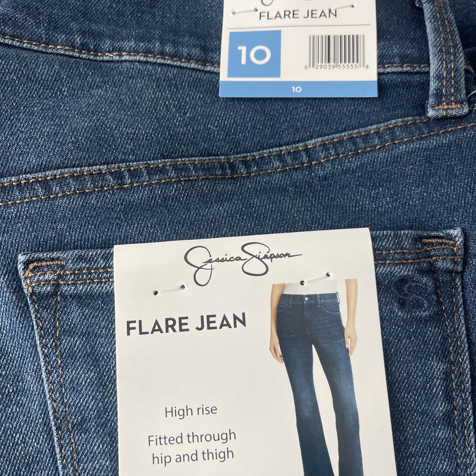 Jessica Simpson Women's High Rise Fitted Flare Jean, JJSB16035 Sz 10 Blue Drive