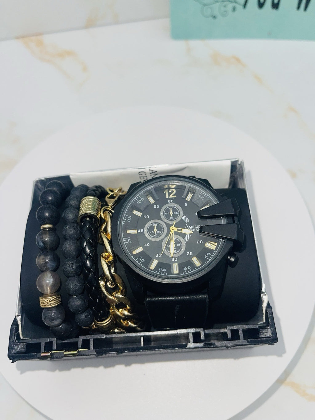 American Exchange Polyurethane Strap Watch 40mm Gift Set $40 # WH 385