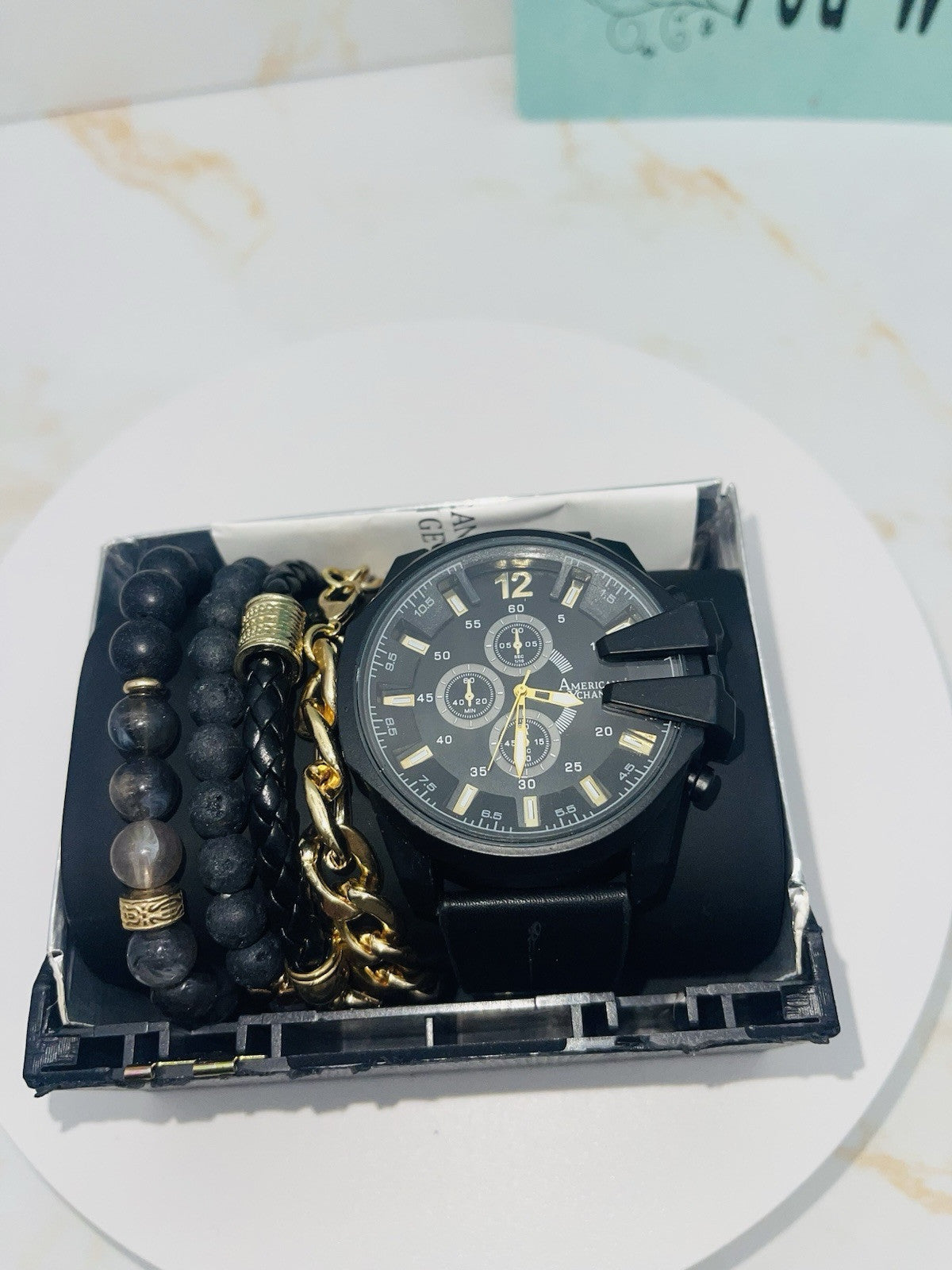 American Exchange Polyurethane Strap Watch 40mm Gift Set $40 # WH 385