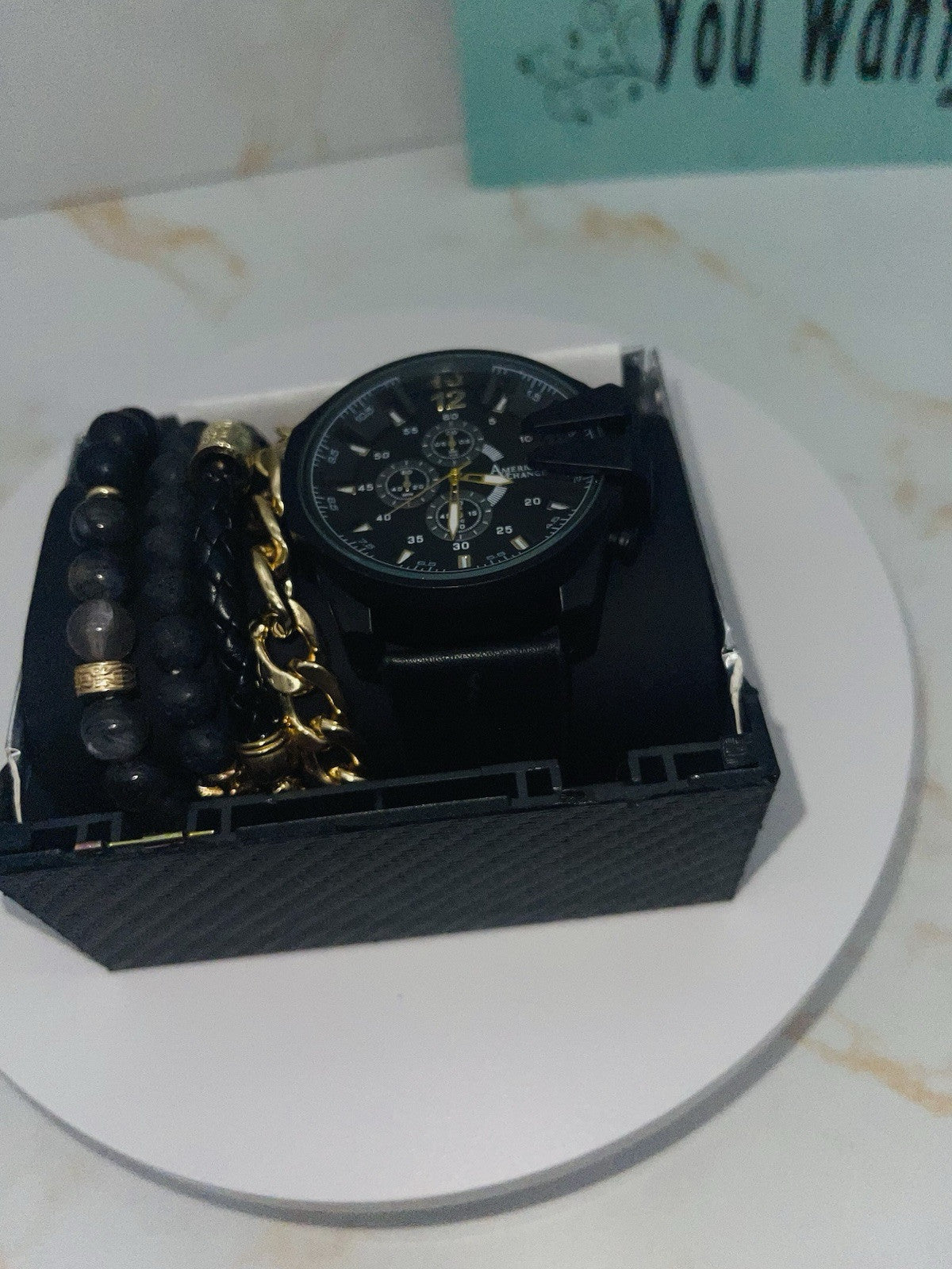 American Exchange Polyurethane Strap Watch 40mm Gift Set $40 # WH 385