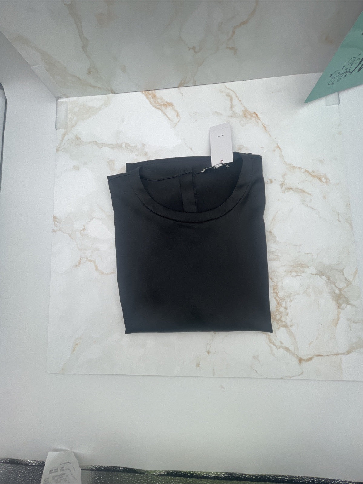 Reiss Shirt Womens 2 Black Short Sleeve Short Sleeve Back Button Tee L