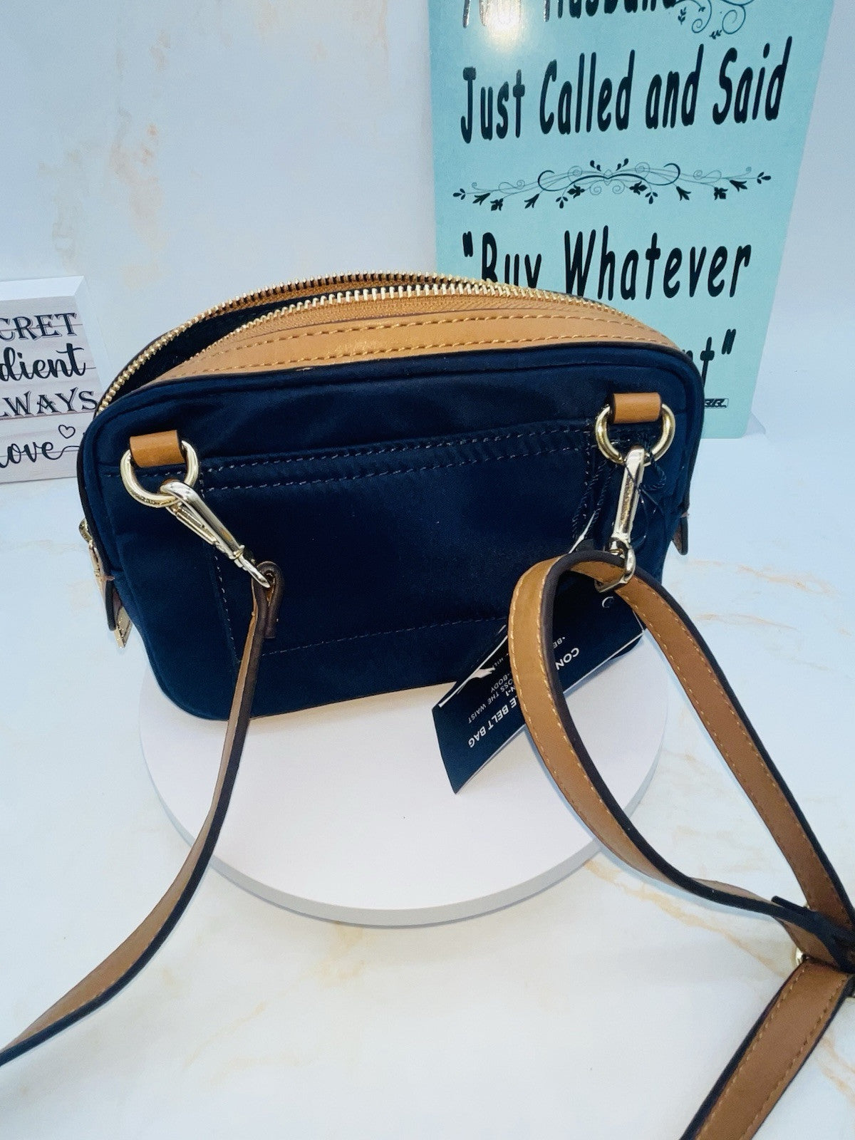 Tommy Hilfiger Julia Convertible Nylon Belt Bag Crossbody Blue/Tan JULIA NWT