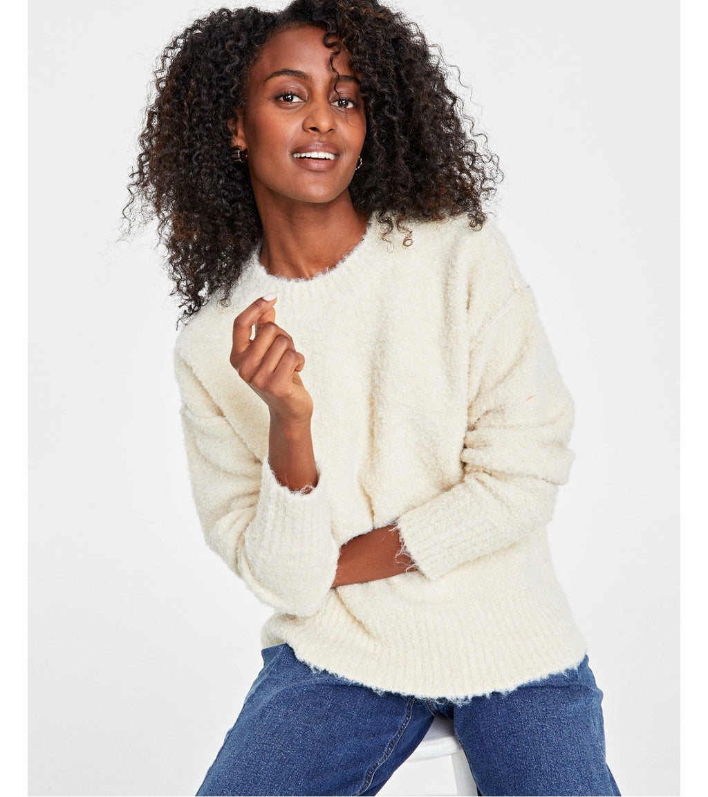 On 34th Women's Plus On 34th Pink Marled Bouclé Sweater,  Size XL White