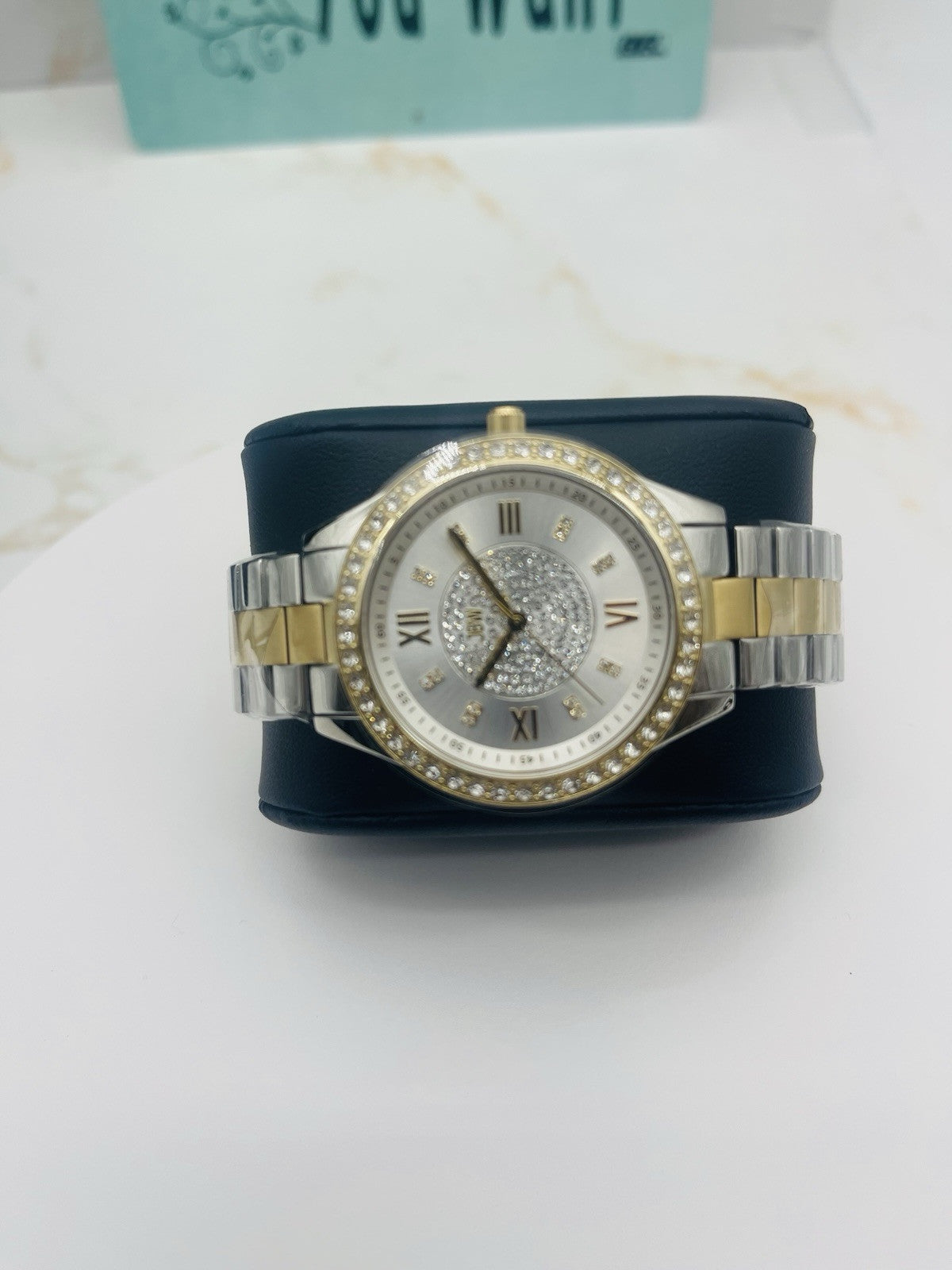 $795| JBW Mondrian 1/6 CT. T.W Diamond and Crystal Accent 18K Women's Gold watch