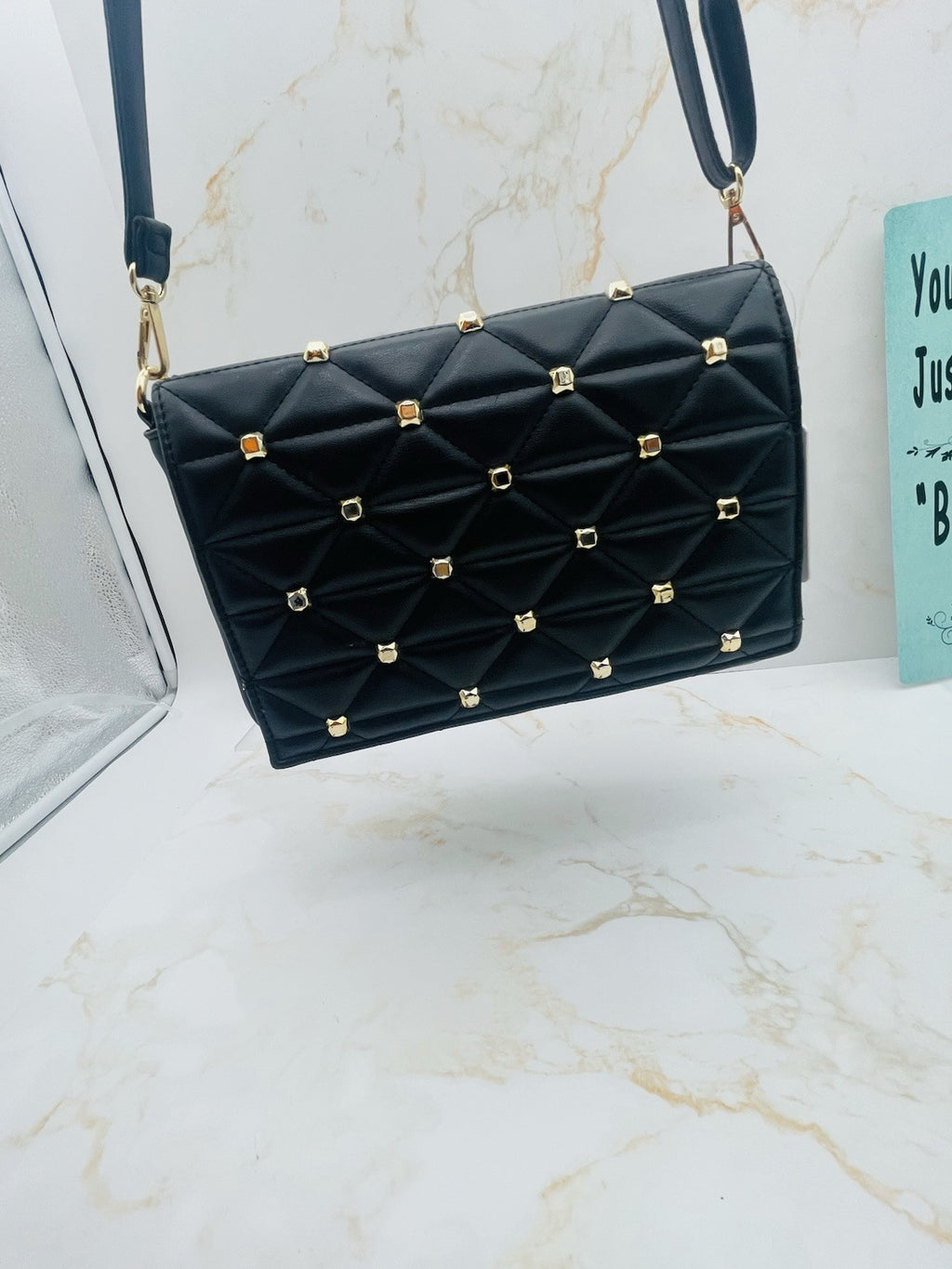 Guess Glimmer Flap Convertible Clutch, - Black