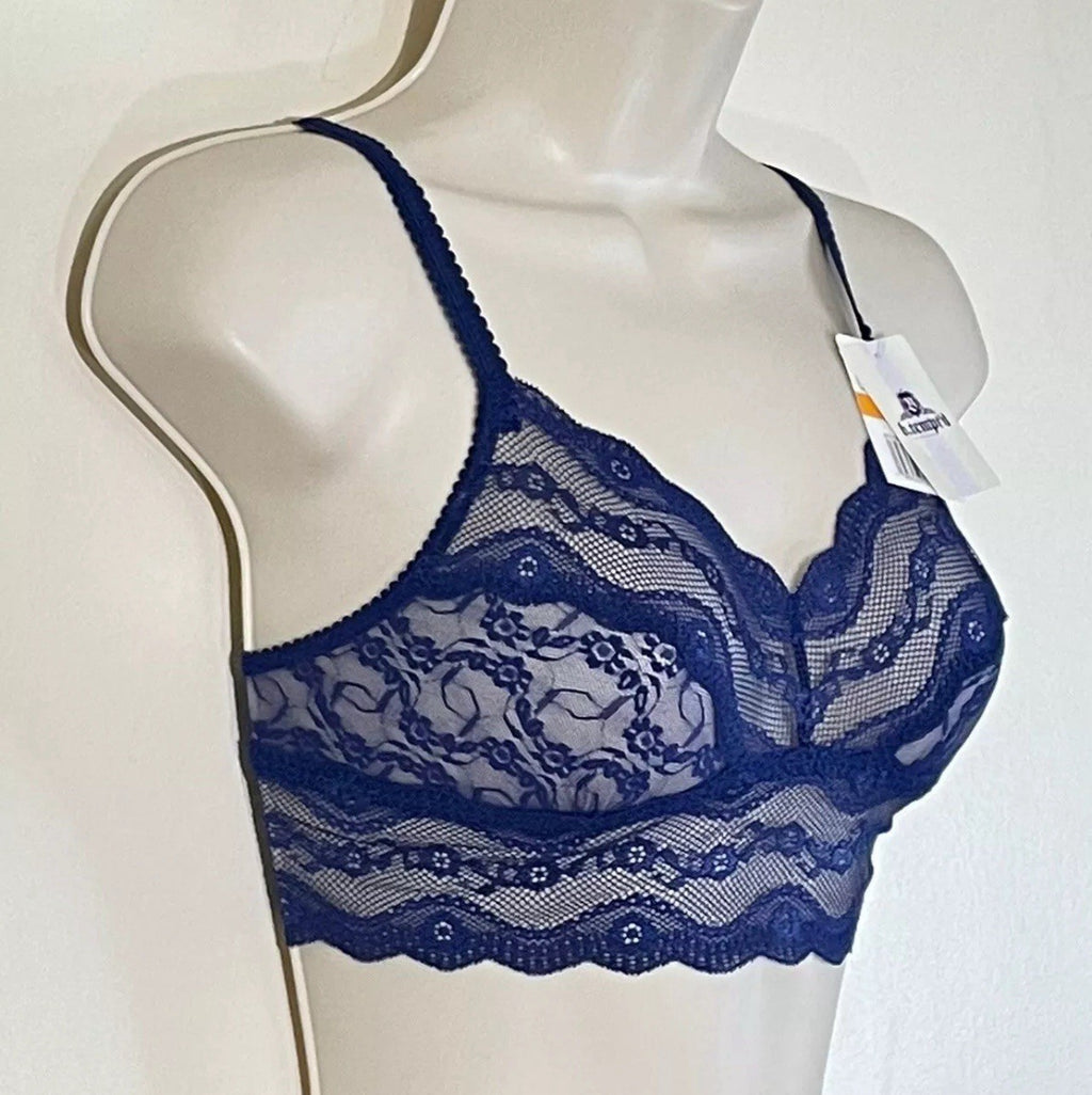 NWT b.tempt'd Women's S Lace Kiss Full Coverage Unlined Bralette 910182 Blue