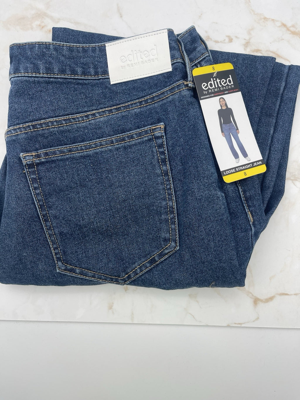 Edited by Remi Bader Women's  Size 8 Loose Straight Jean Blue Confident
