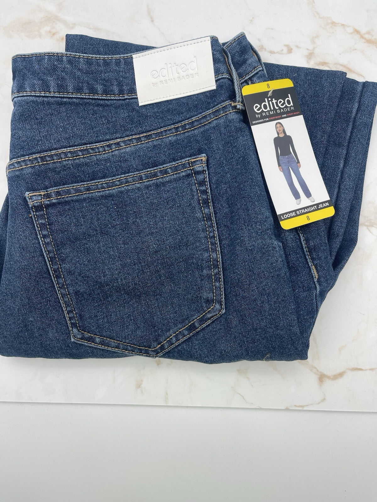Edited by Remi Bader Women's  Size 8 Loose Straight Jean Blue Confident