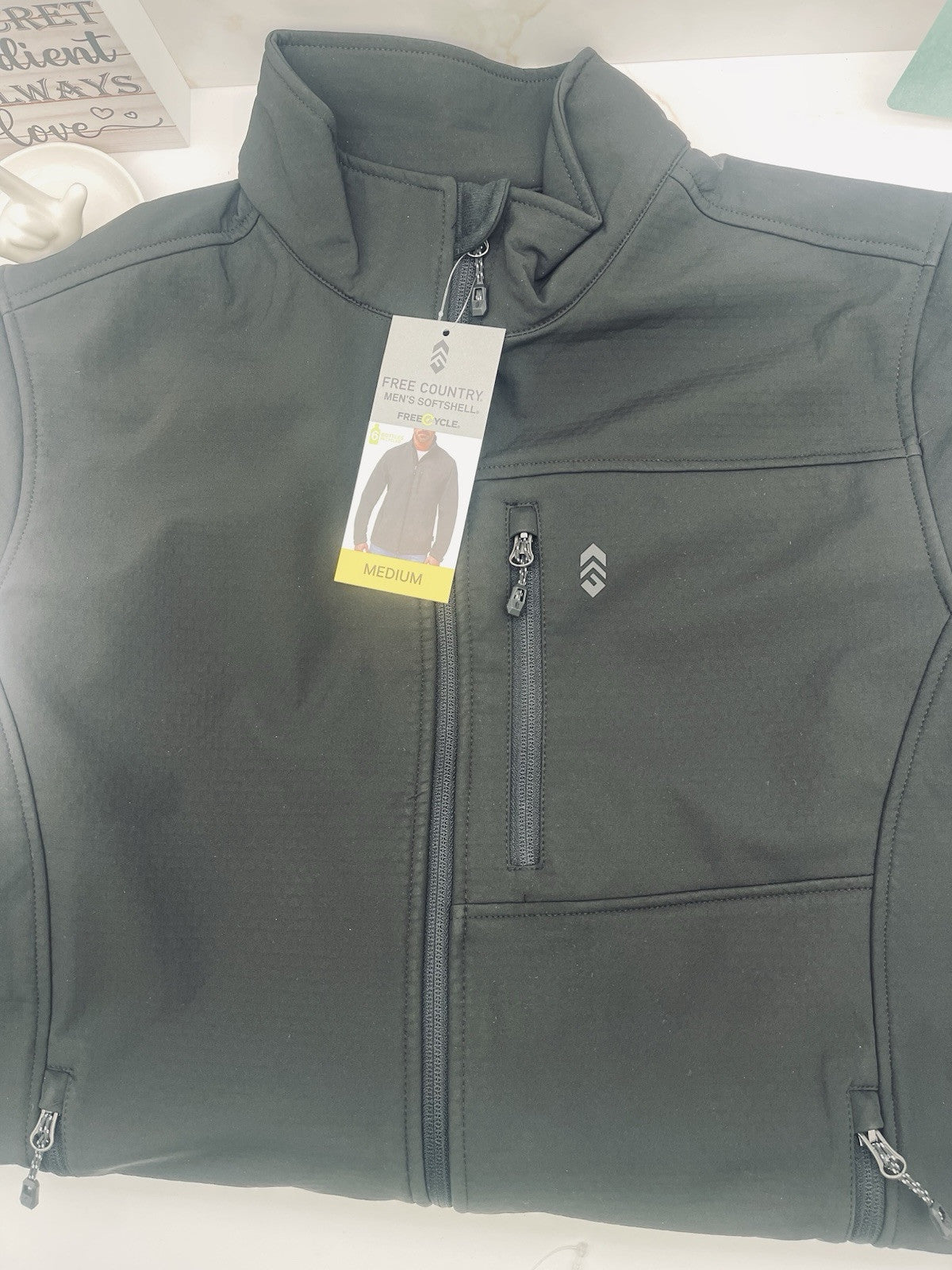 Free Country Men's Stretch Wind & Water Resistant Softshell Jacket S pick Black